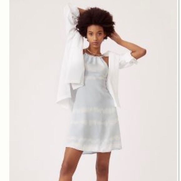 NWT Anthropologie Cloth & Stone Blue White Tie-Dye Swing Mini Dress Size Medium - Picture 2 of 9